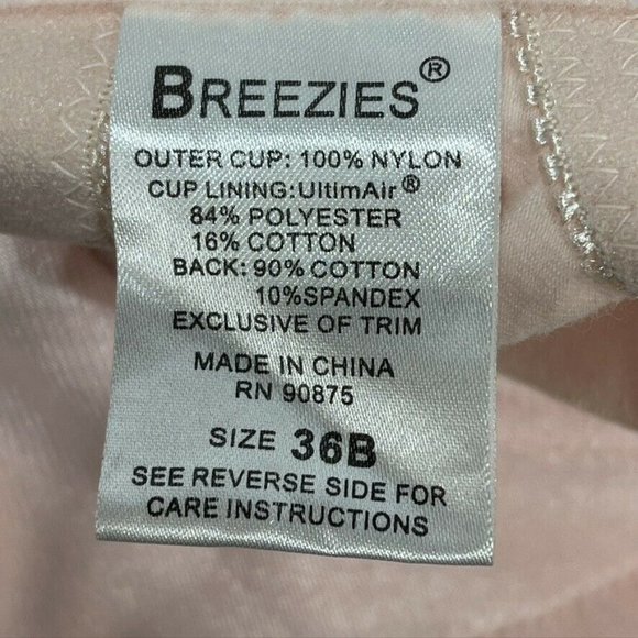 BREEZIES Bra Balconette Smooth Lightly Lined Full Coverage Support Size 36B - Picture 5 of 6
